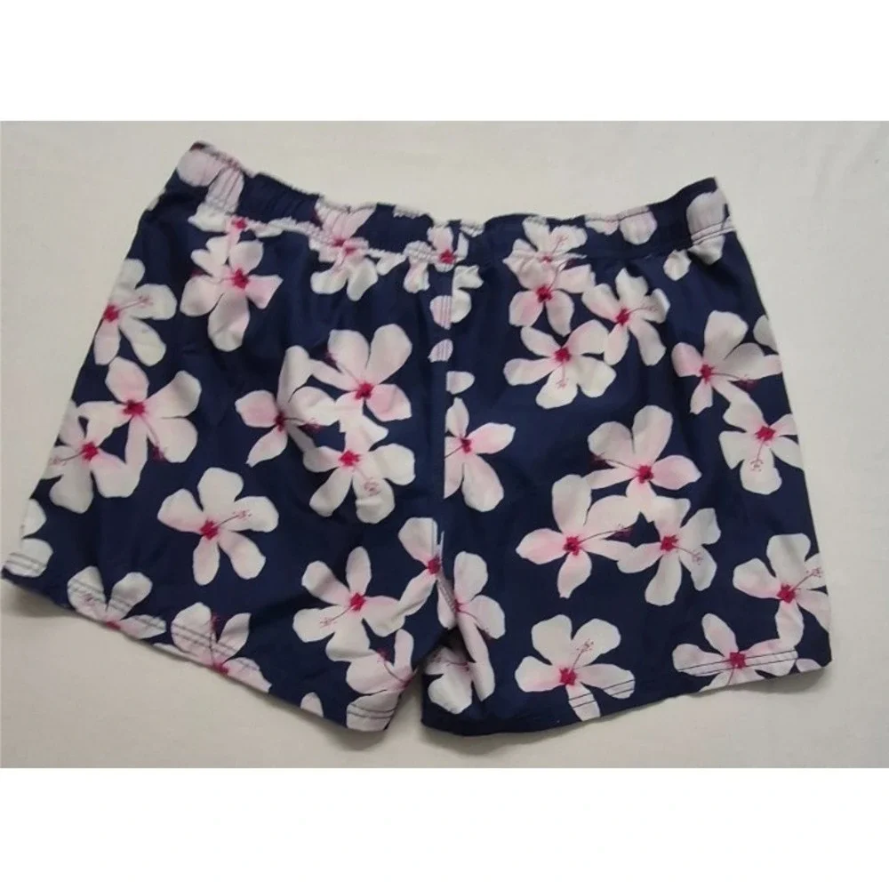Sperry men's navy blue floral print swim trunks XL drawstring mesh lining pocket
